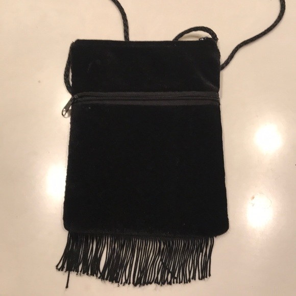 Floral Embroidered Velvet & Satin Crossbody Bag - Picture 3 of 5